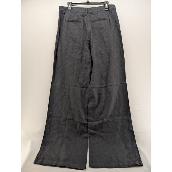 NWT Madewell Patch Pocket Flare Pant in 100% Linen in Jet Black size 10 - Picture 7 of 8